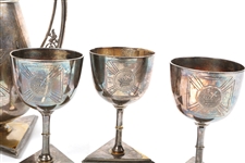 MERIDEN SILVER PLATE KNIGHTS TEMPLAR JUG & GOBLET LOT