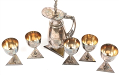 MERIDEN SILVER PLATE KNIGHTS TEMPLAR JUG & GOBLET LOT