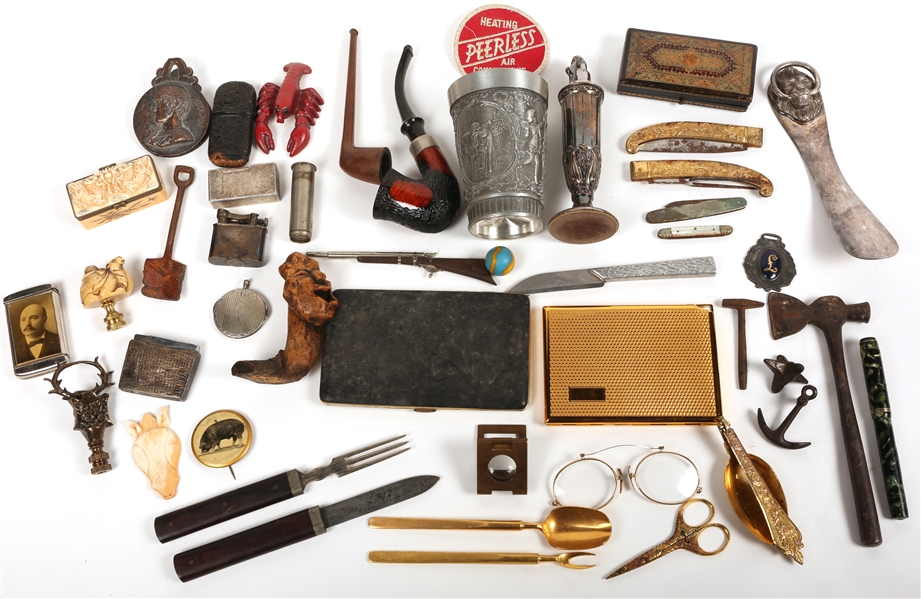 SMOKING PIPES, LIGHTERS, CIGAR CUTTER & OTHER