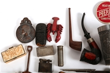 SMOKING PIPES, LIGHTERS, CIGAR CUTTER & OTHER