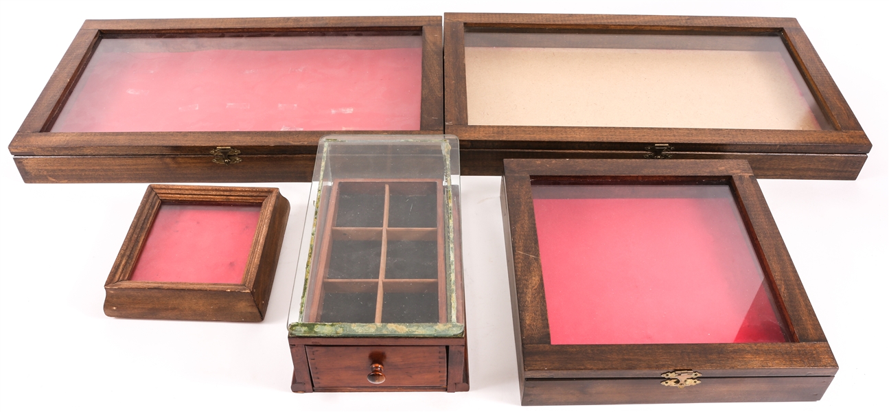 WOOD FRAMED DISPLAY CASE LOT OF 5