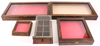 WOOD FRAMED DISPLAY CASE LOT OF 5