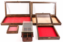 WOOD FRAMED DISPLAY CASE LOT OF 5