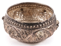 ORNATE REPOUSSE HAND CHASED .900 SILVER BOWL