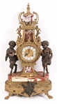 LATE 19TH C. MARBLE & BRASS MANTLE CLOCK