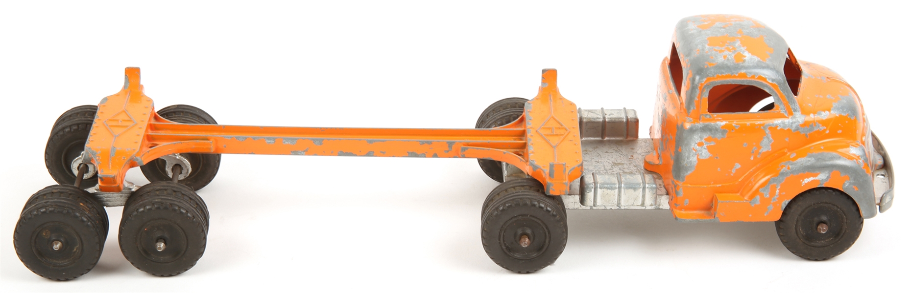HUBLEY USA TOY ORANGE LOG TRUCK & TRAILER