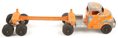 HUBLEY USA TOY ORANGE LOG TRUCK & TRAILER