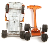 HUBLEY USA TOY ORANGE LOG TRUCK & TRAILER
