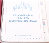 1976 U.S. FLAG STAMPS 22K GOLD - LOT OF 48