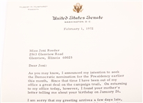 HUBERT H. HUMPHREY 1972 LETTER & PHOTOGRAPH - SIGNED