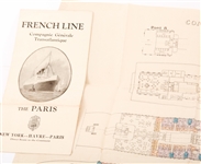 1921 SS PARIS EPHEMERA-PASSENGER LIST, SHIP PLAN & MORE