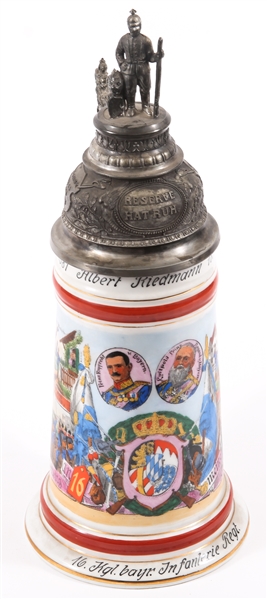 GERMAN ROYAL BAVARIAN 16TH INFANTRY REG PORCELAIN STEIN