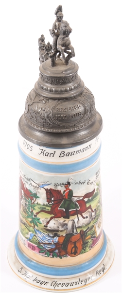 GERMAN ROYAL BAVARIAN 5TH CAVALRY REG PORCELAIN STEIN
