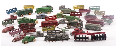 METAL TOY CARS, TRUCKS, TRAIN CARS & MORE - LOT OF 42