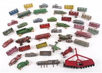 METAL TOY CARS, TRUCKS, TRAIN CARS & MORE - LOT OF 42