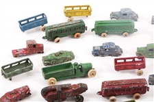 METAL TOY CARS, TRUCKS, TRAIN CARS & MORE - LOT OF 42