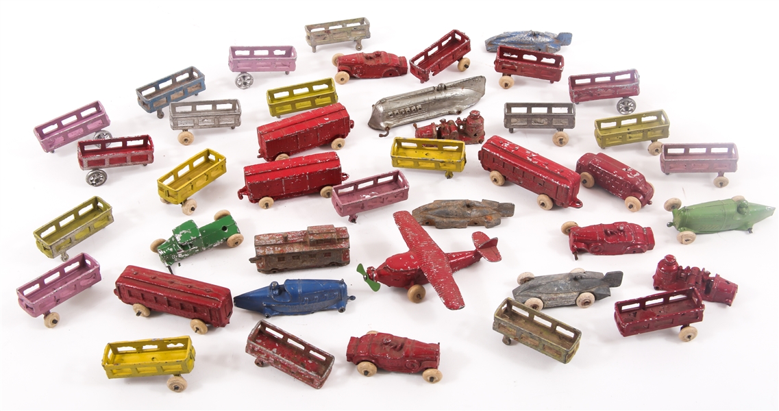METAL TOY CARS, PLANES, TRAIN CARS & MORE - LOT OF 41