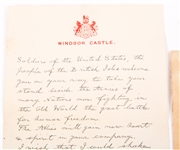 1918 KING GEORGE V LETTER WITH AMERICAN SOLDIER'S NOTE