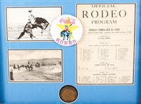 FRAMED EARLY 19TH CENTURY RODEO POSTCARDS & PROGRAM