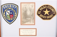 FRAMED TEXAS SHERIFF CABINET CARD AND PATCHES