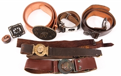 BOY SCOUTS OF AMERICA LEATHER BELT AND BUCKLE LOT OF 8 
