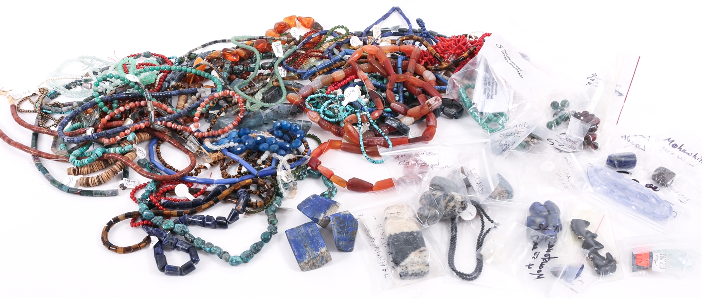 MIXED SEMI-PRECIOUS STONE BEADS & LOOSE STONES