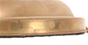 FARIES BRASS DESK LAMP W/ PULLED FEATHER GLASS SHADE