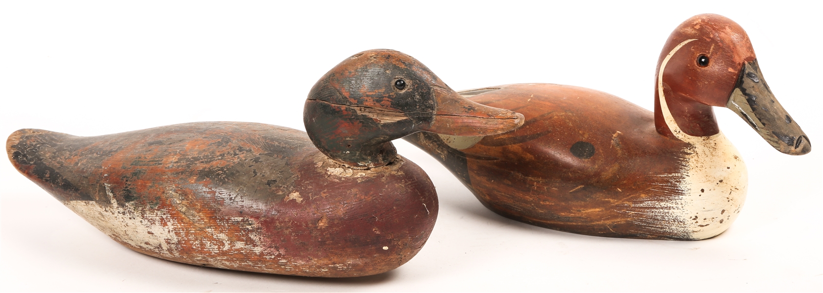 CARVED WOOD DUCK HUNTING DECOY - LOT OF 2