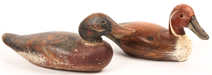 CARVED WOOD DUCK HUNTING DECOY - LOT OF 2