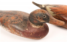 CARVED WOOD DUCK HUNTING DECOY - LOT OF 2