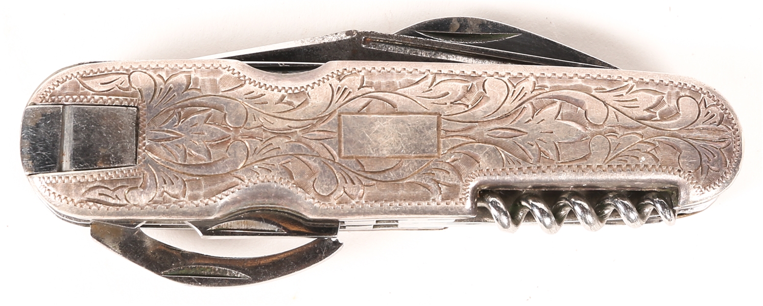 KANENAGA MADE POCKET KNIFE W ENGRAVED STERLING HANDLE