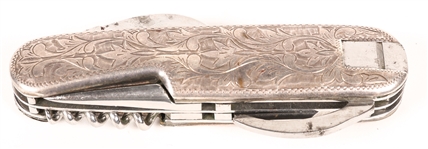 KANENAGA MADE POCKET KNIFE W ENGRAVED STERLING HANDLE