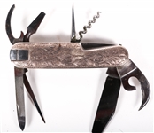 KANENAGA MADE POCKET KNIFE W ENGRAVED STERLING HANDLE