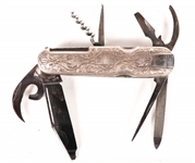 KANENAGA MADE POCKET KNIFE W ENGRAVED STERLING HANDLE