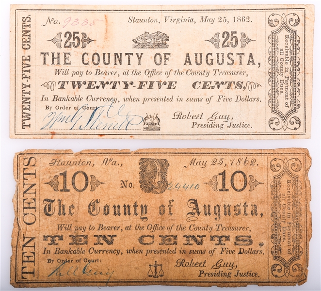 COUNTY OF AUGUSTA FRACTIONAL CURRENCY NOTES