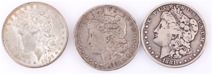 U.S. MORGAN SILVER DOLLARS 1881-1882 LOT OF 3
