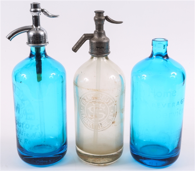 GLASS SELTZER BOTTLES LOT OF 3