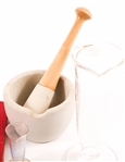PHARMACY CYLINDERS, MORTAR & PESTLE, WEIGHTS, & BOOK