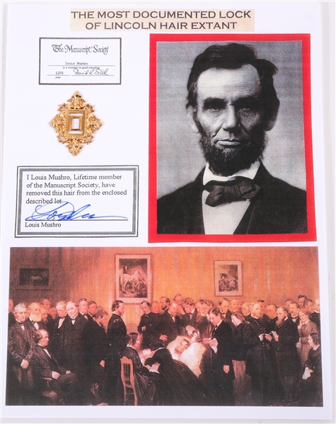 ABRAHAM LINCOLN HAIR SAMPLE WITH COA FROM LOUIS MUSHRO
