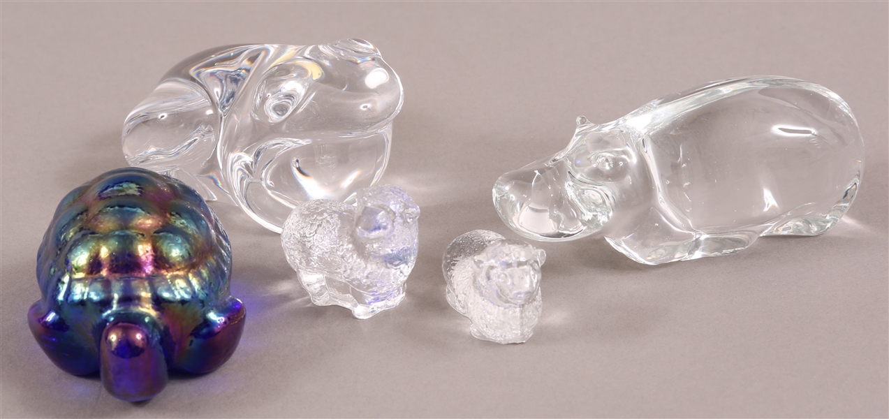 GLASS FIGURAL ANIMAL PAPERWEIGHTS AND FIGURINES 