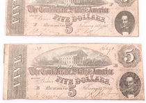 1864 $5 CONFEDERATE STATES RICHMOND OBSOLETE BANK NOTES