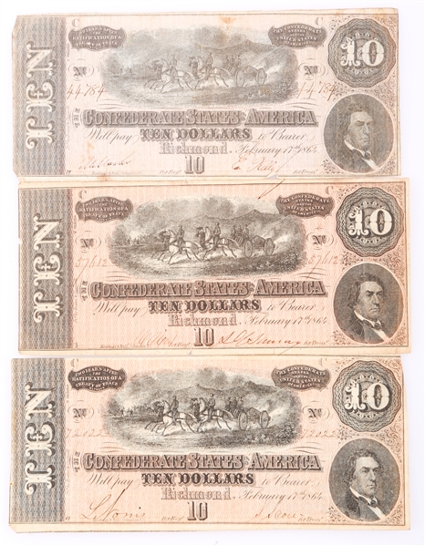 1864 $10 CONFEDERATE STATES RICHMOND OBSOLETE NOTES