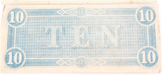 1864 $10 CONFEDERATE STATES RICHMOND OBSOLETE NOTES