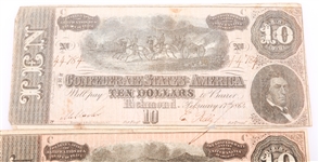 1864 $10 CONFEDERATE STATES RICHMOND OBSOLETE NOTES