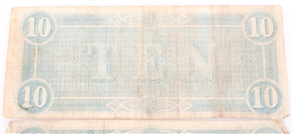 1864 $10 CONFEDERATE STATES RICHMOND OBSOLETE BANKNOTES