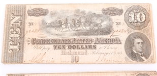 1864 $10 CONFEDERATE STATES RICHMOND OBSOLETE BANKNOTES