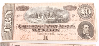 1864 $10 CONFEDERATE STATES RICHMOND OBSOLETE BANKNOTES