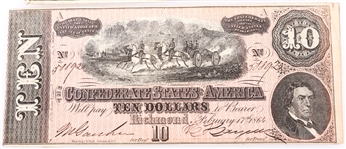 1864 $10 CONFEDERATE STATES RICHMOND OBSOLETE BANKNOTES