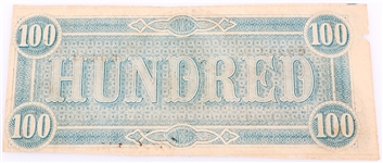 1864 $100 CONFEDERATE STATES RICHMOND OBSOLETE BANKNOTE