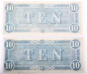 SEQUENTIAL 1864 $10 T-68 CSA OBSOLETE BANK NOTES